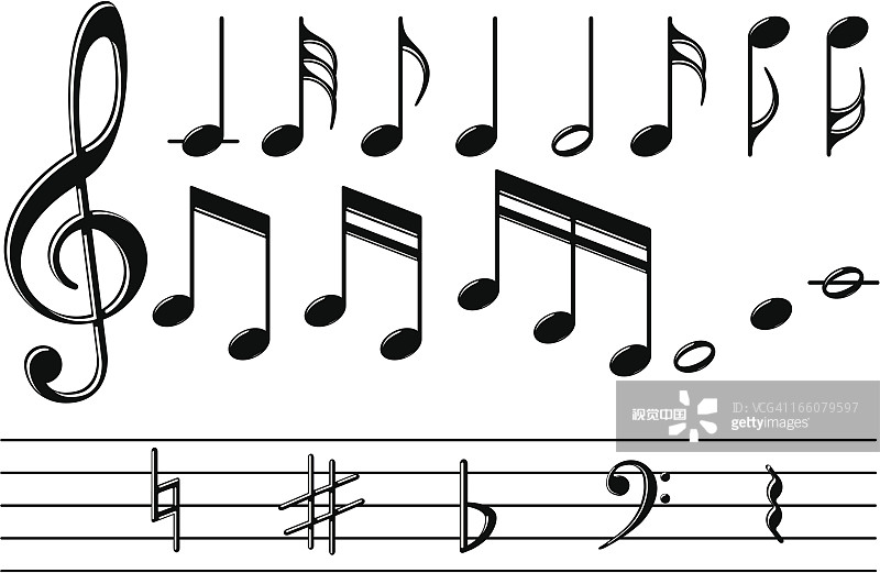 无人 五线谱 音乐 低音谱号 高音谱号 乐谱 音乐符号 矢量 装饰 艺术文化