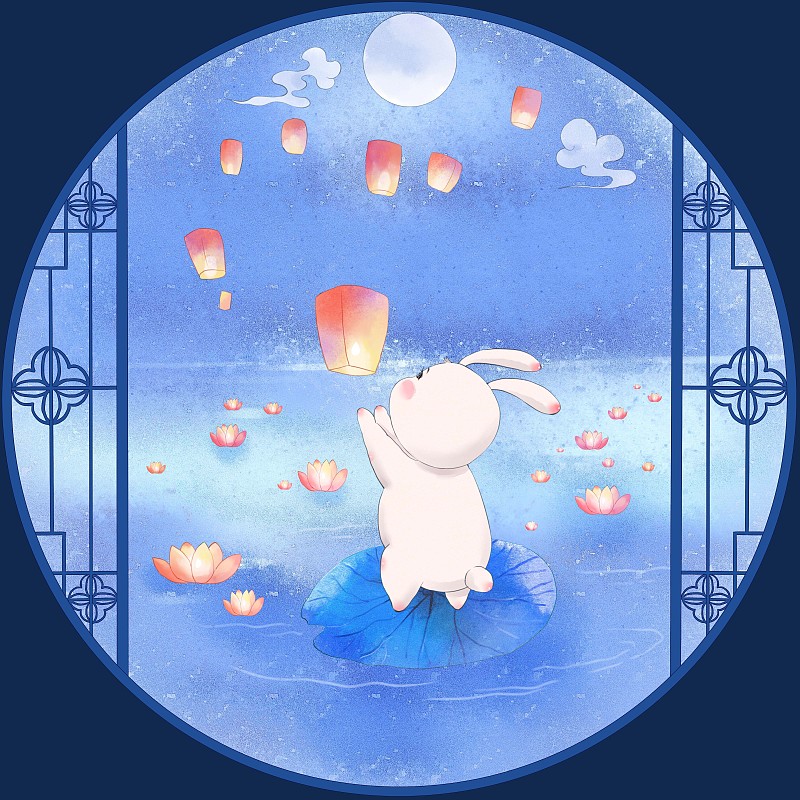 兔年-臺歷-兔兔的月亮生活正版圖片素材